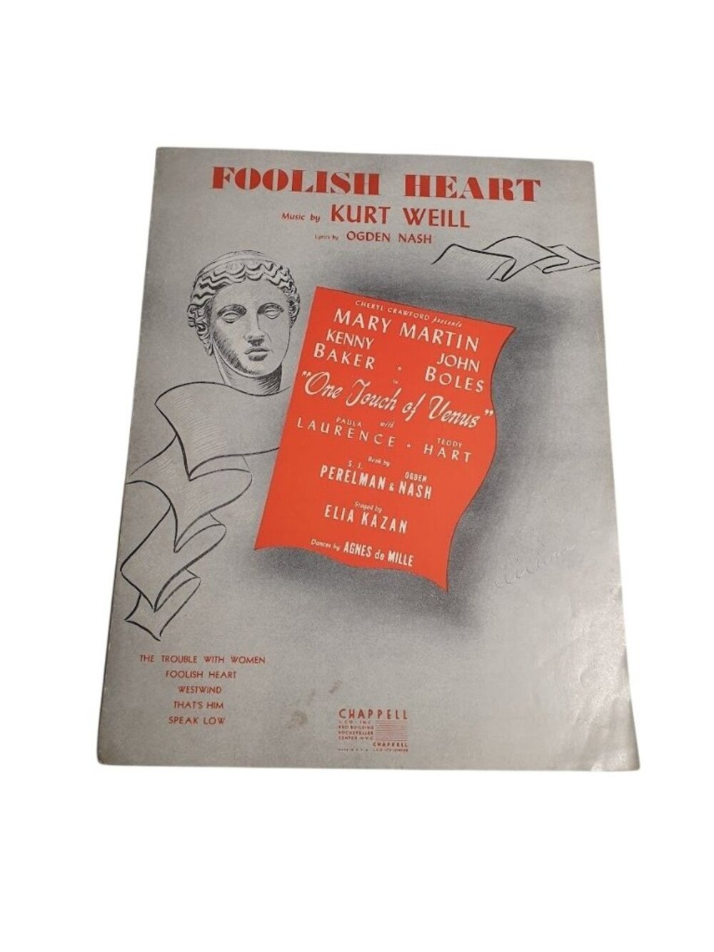 Foolish Heart Sheet Music One Touch Of Venus Kurt Weill Ogden Nash Chappell 1953